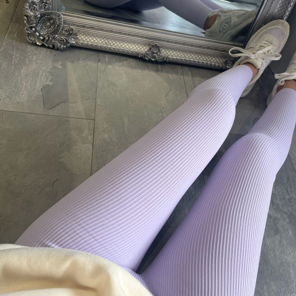 Damer Høy Kvalitet Ribbet Design Tights med Høy Talje Skjora