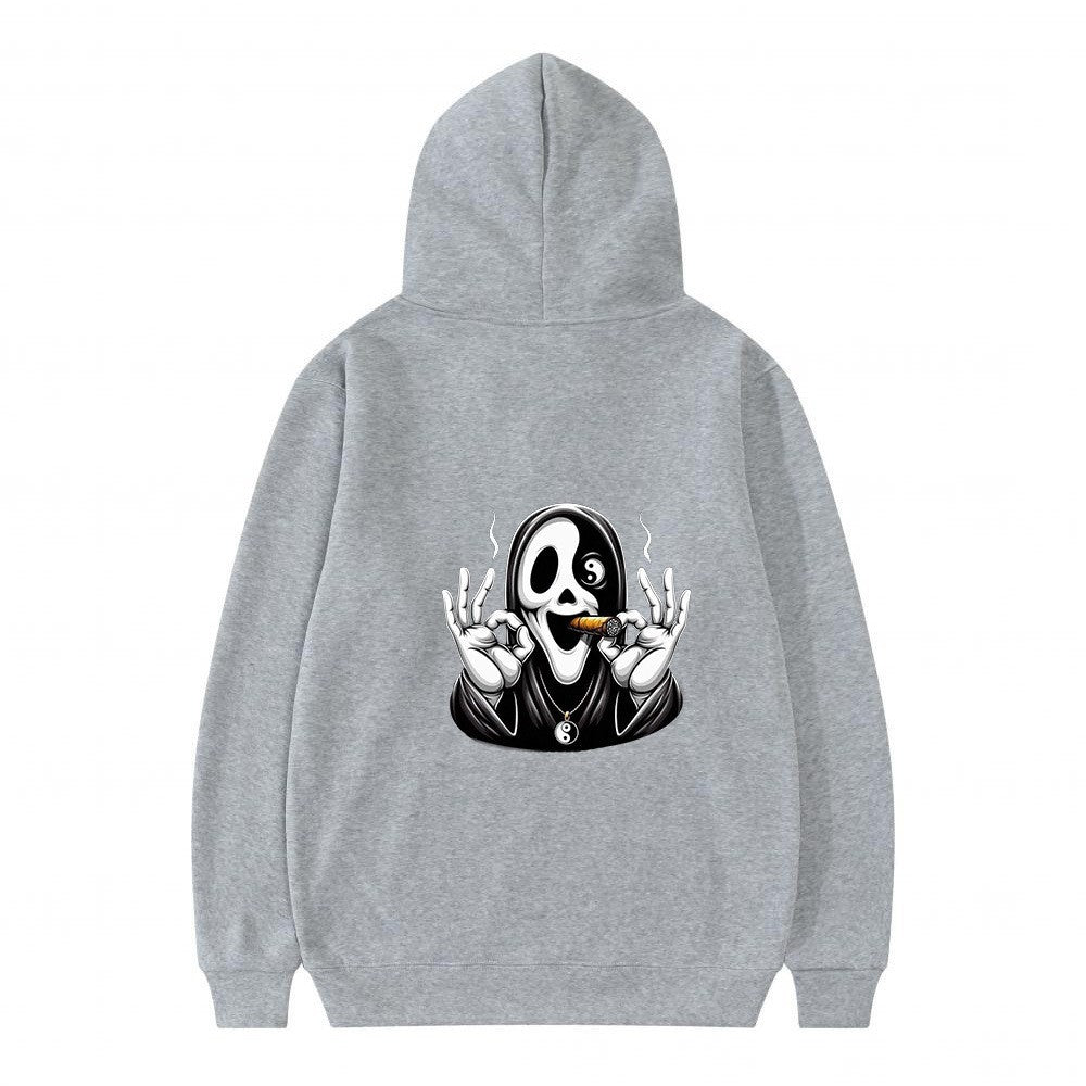 Dame hoodie med kunstnerisk hodeskalleprint og avslappet passform Skjora