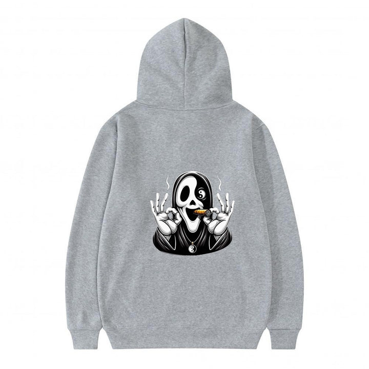 Dame hoodie med kunstnerisk hodeskalleprint og avslappet passform Skjora