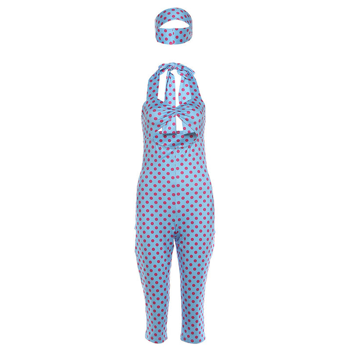 Ladies Playful Polka Dot One-piece with Bow Skirt
