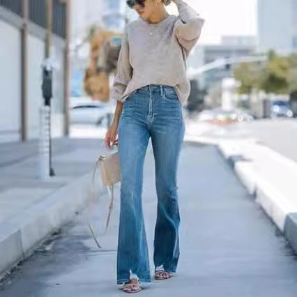 Dame tidløse jeans i moderne snitt med cropped bein Skjora