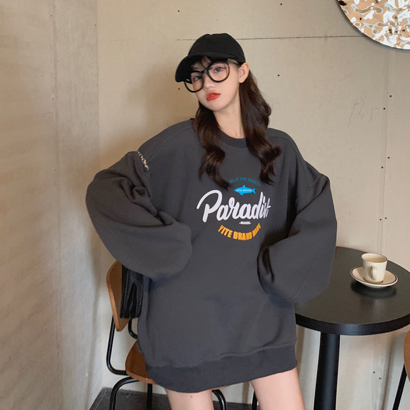 Damer Casual Oversized Genser med Kreativ Grafisk Design og Høykvalitetsmaterialer