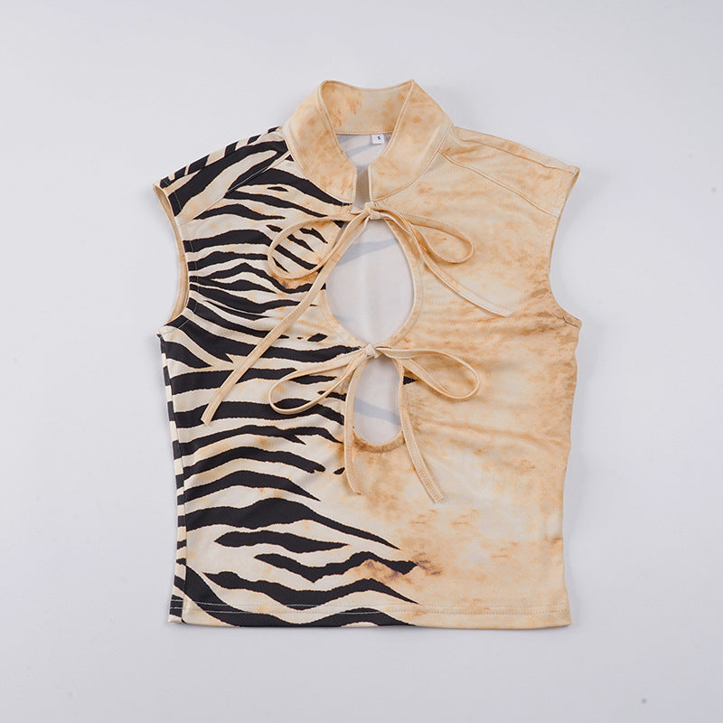 Dame Figurtilpasset Korteermet Overdel med Halterneck og asymmetrisk Design Bluse