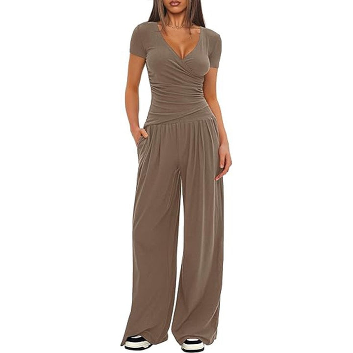 Dame Elegant Innpakking Jumpsuit med vid ben og stilige detaljer Skjora