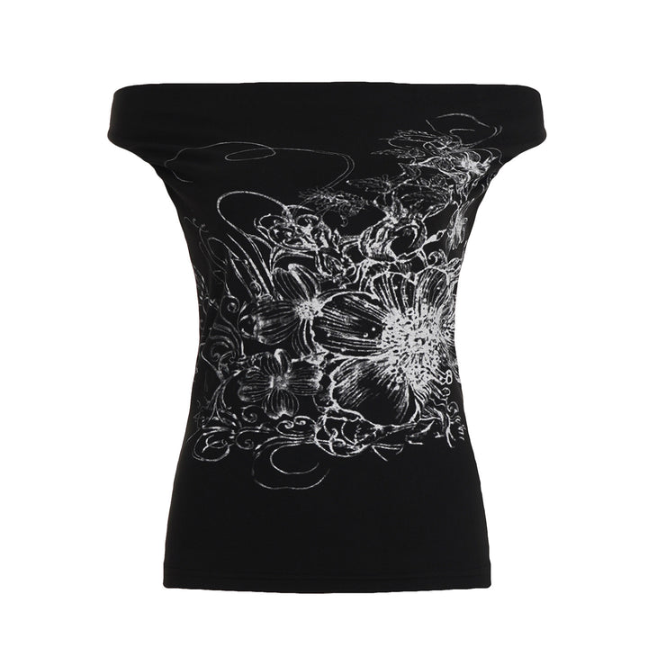 Dame ermeløs Crossover-Topp med blomstret design Skjora