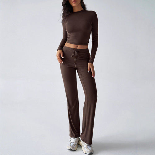 Women's Sporty Lounge Set with Long-Sleeved Top and Wide-Legged Pants Skjora