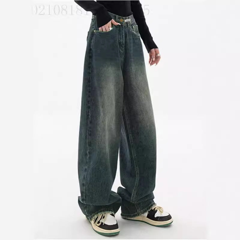 Dame brede høy midje jeans Skjora