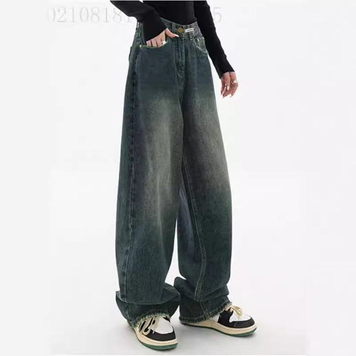 Dame brede høy midje jeans Skjora