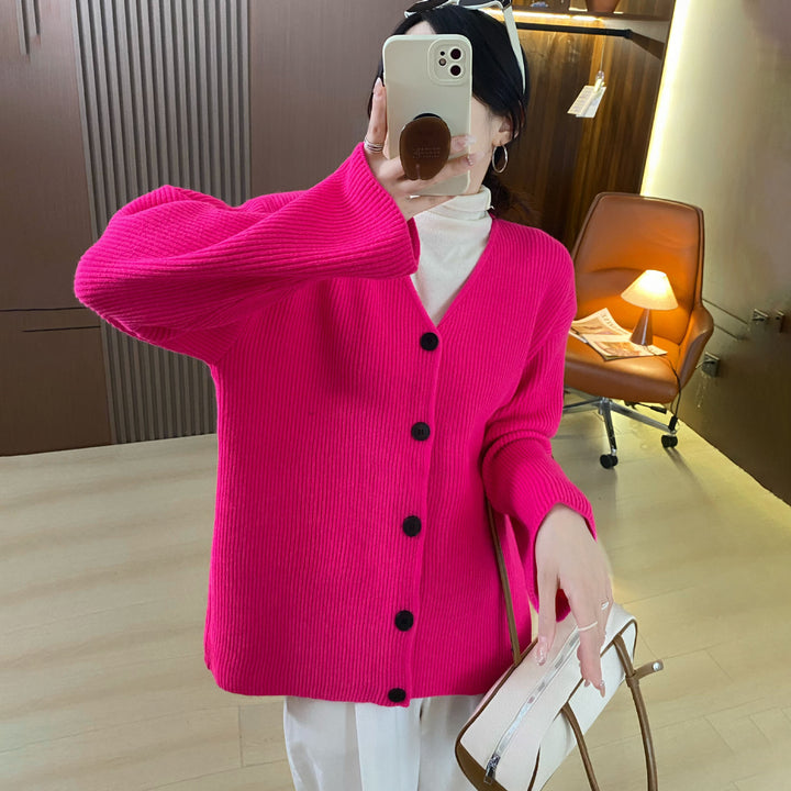Kvinnes chunky strikket cardigan med lange ermer og en avslappet passform Skjora