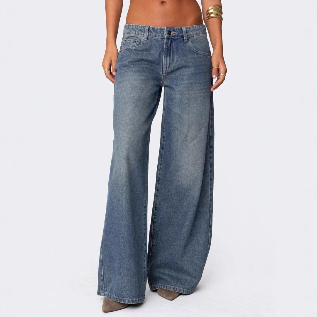 Dame casual flare jeans med bred ben Skjora