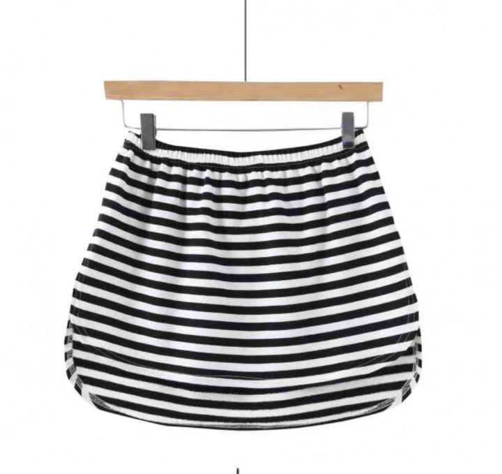 Dame uformell Jersey-skjørt med elastisk liv og trendy stripe mønster Skjora