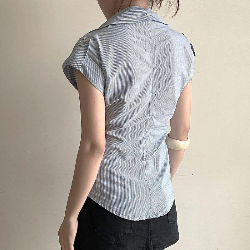 Damer elegant bluse med moderne striper Skjora
