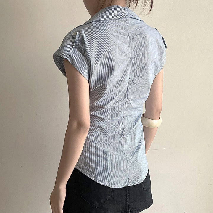 Damer elegant bluse med moderne striper Skjora