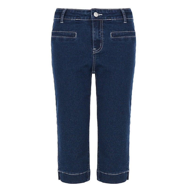 Dame klassiske jeans i komfortskjæring med oppbrettet kant Skjora