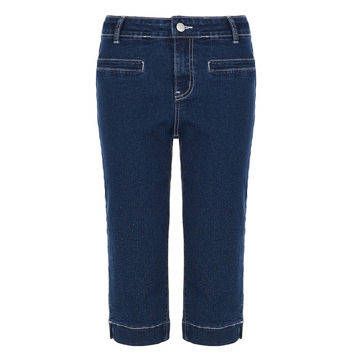 Dame klassiske jeans i komfortskjæring med oppbrettet kant Skjora
