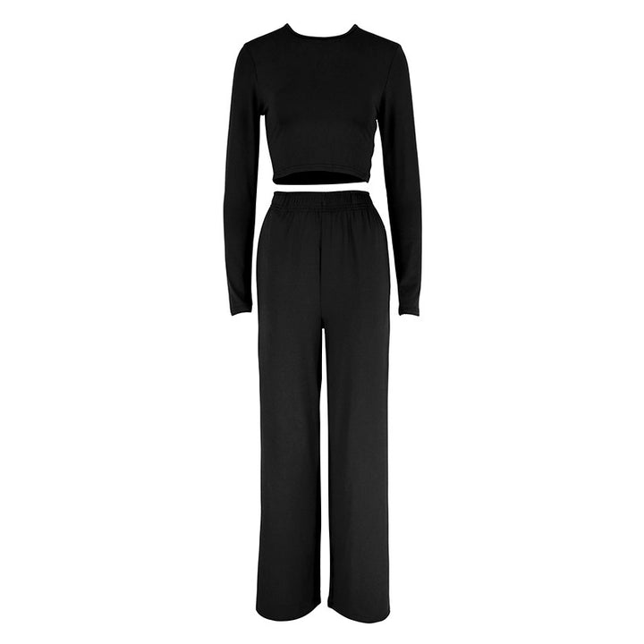 Damer Elegant To-blogs Set med cropped topp og vide bukser Skjora