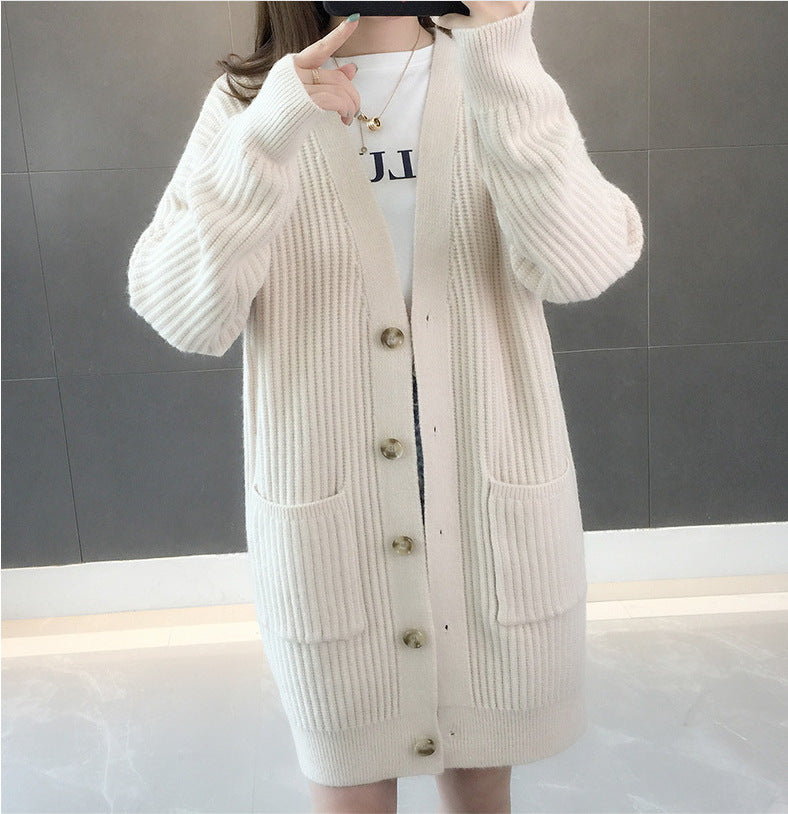 Dame cardigan med lommer og knapper Skjora