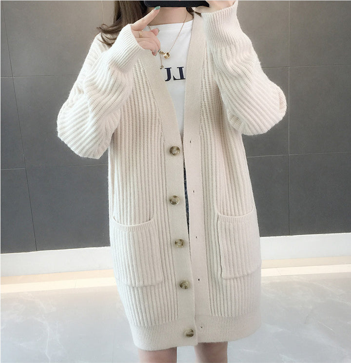 Dame cardigan med lommer og knapper Skjora