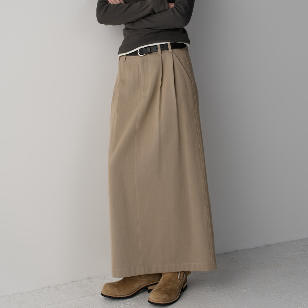 Dame elegant og høyt liv maxi skjørt med folder Skjora