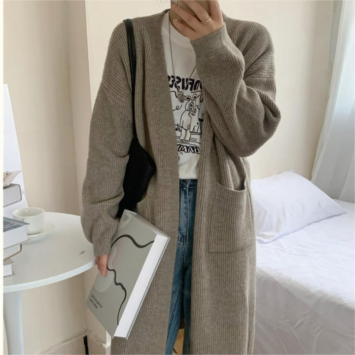 Damer chunky strikket cardigan med lommer og trendy snitt Skjora