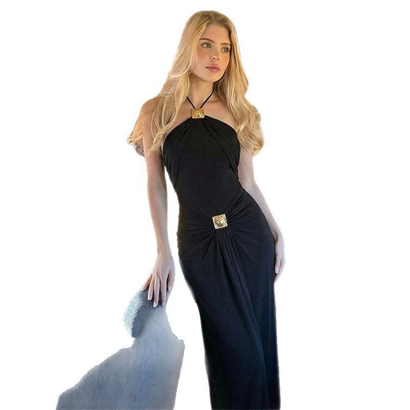 Damer Elegant Maxikjole med trendy halterdesign og figursydd snitt Skjora