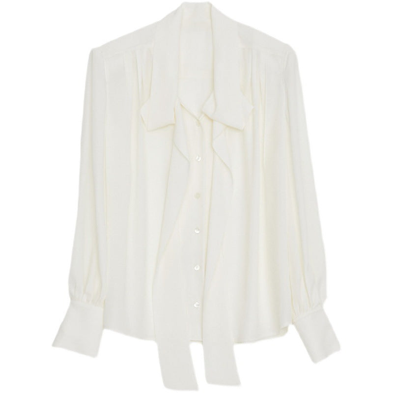 Dame elegant bluse med sløyfe og moderne detaljer Skjora