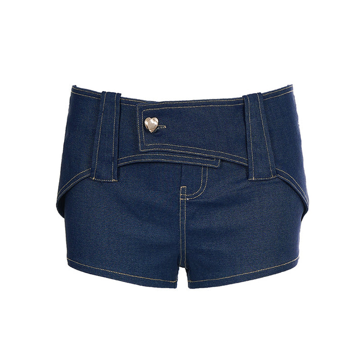 Dame Motebærende Denim-Shorts med kreative bånd Skjora