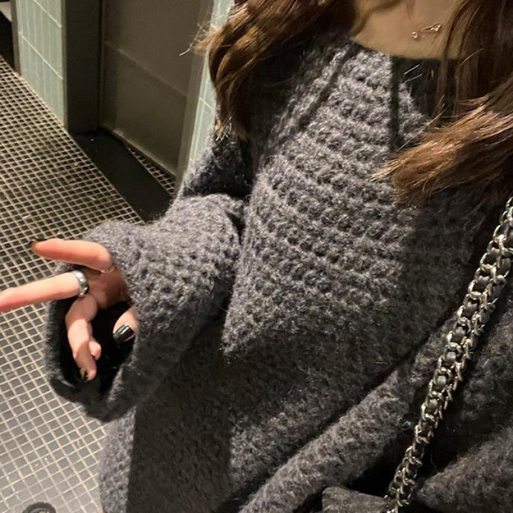 Damer Koselig Oversized Genser laget av tykkstrikket Skjora