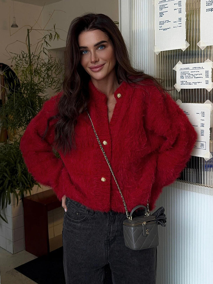 Kvinne Fluffy Strikkegenser laget av 100% Nylon med Casual Snitt Skjora