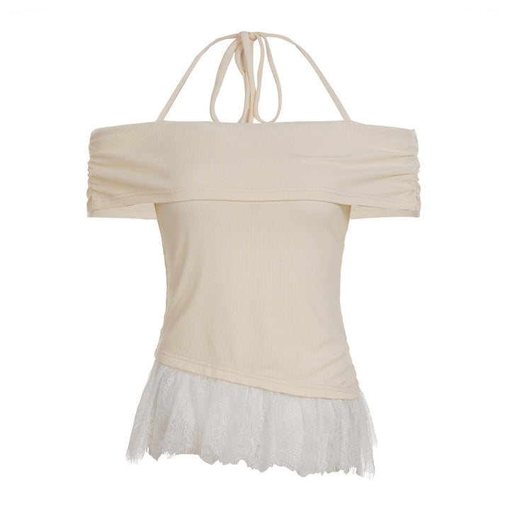 Dame Off-Shoulder topp med volangkant Skjora