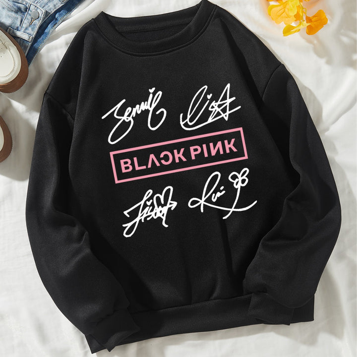 Dame uformell sweatshirt med kreativt signaturmotiv Skjora