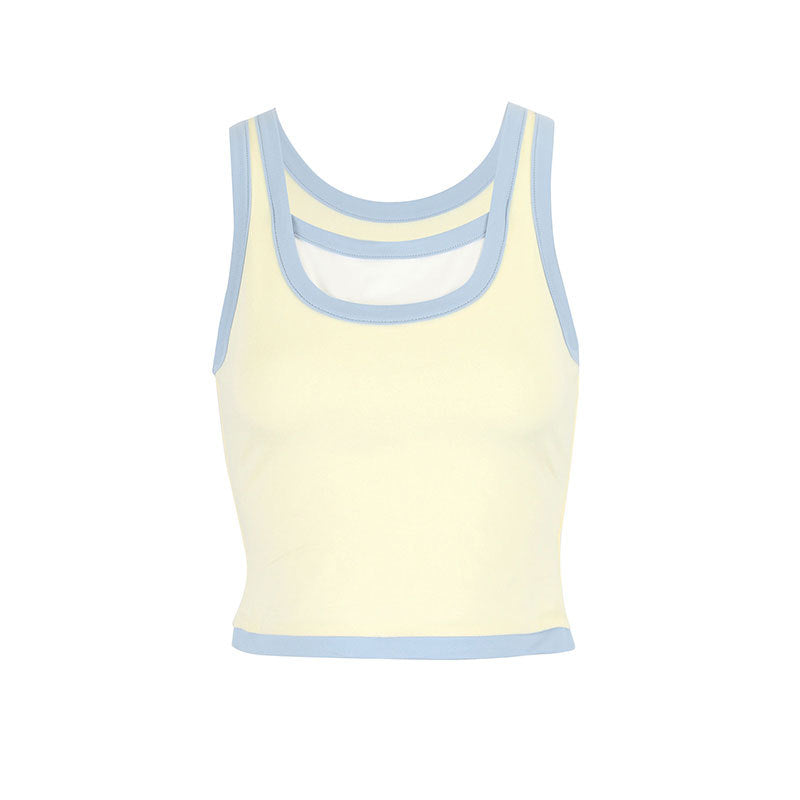 Dame Sporty Crop-Top med unik skjæring og doble stropperedesign Skjora