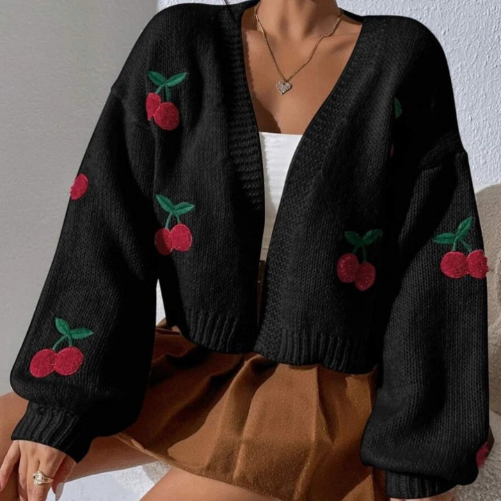 Kvinne cardigan med blomsterdesign og ekstravagant silhuett Skjora