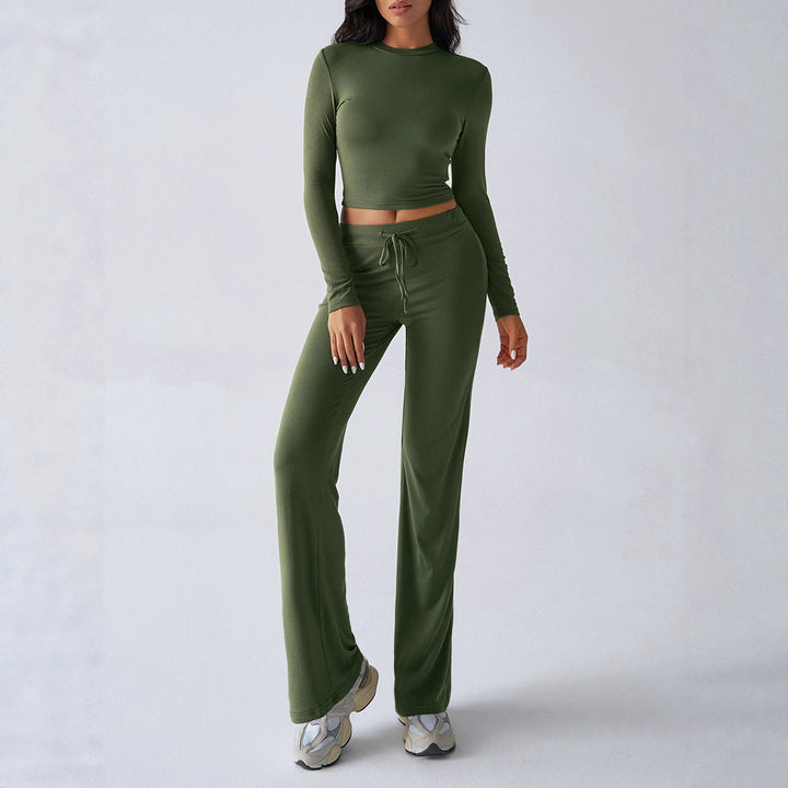 Women's Sporty Lounge Set with Long-Sleeved Top and Wide-Legged Pants Skjora