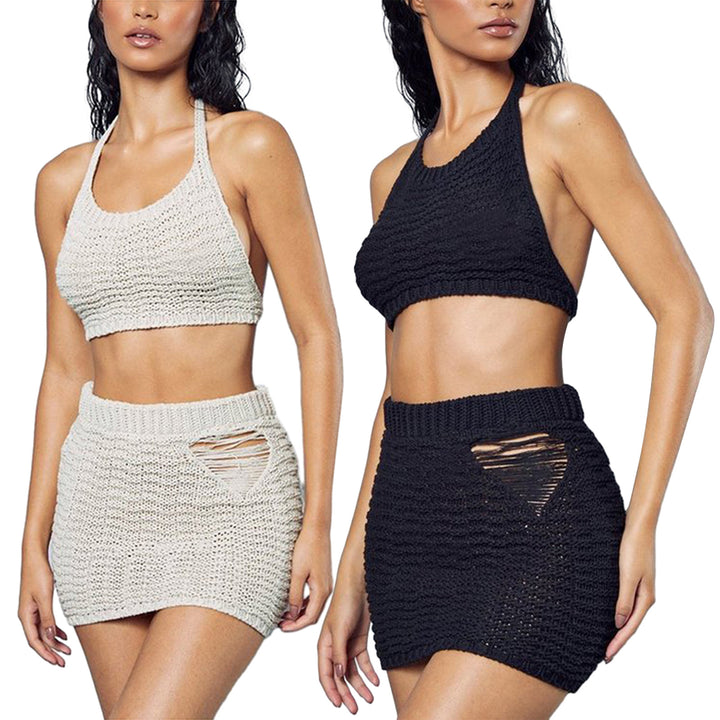 Dame Strikk-Bikini-set med unikt cut-out-design Skjora