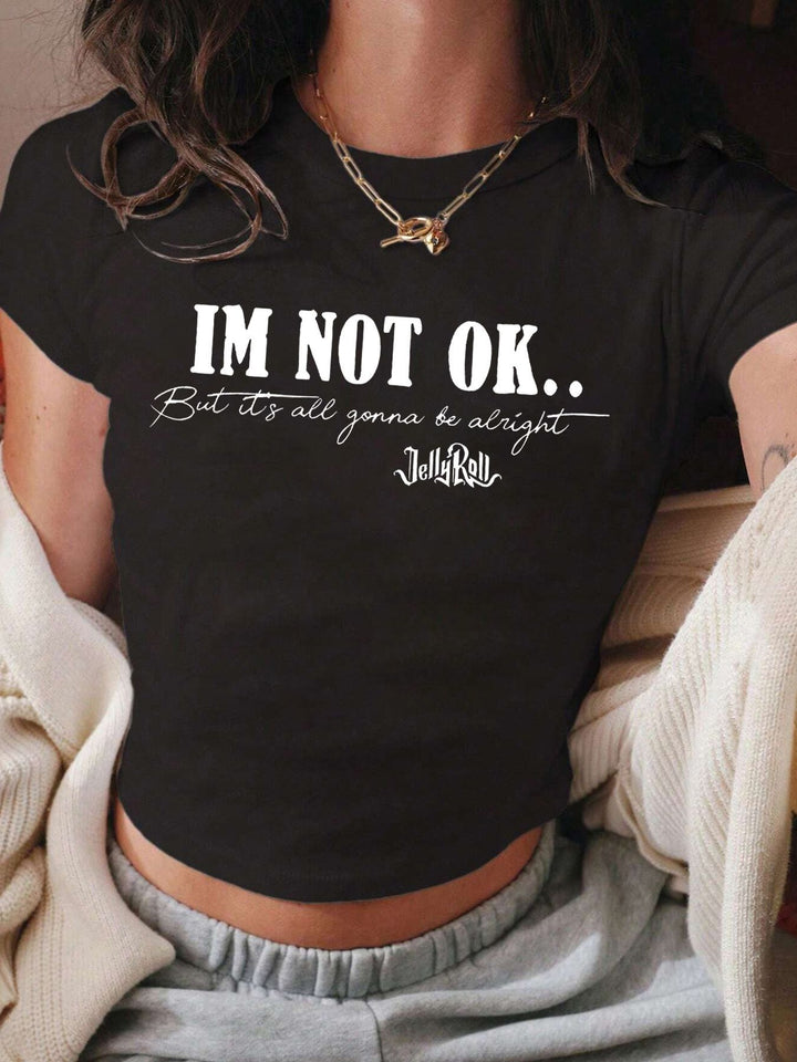 Damer Crop-Shirt med inspirerende tekst Skjora
