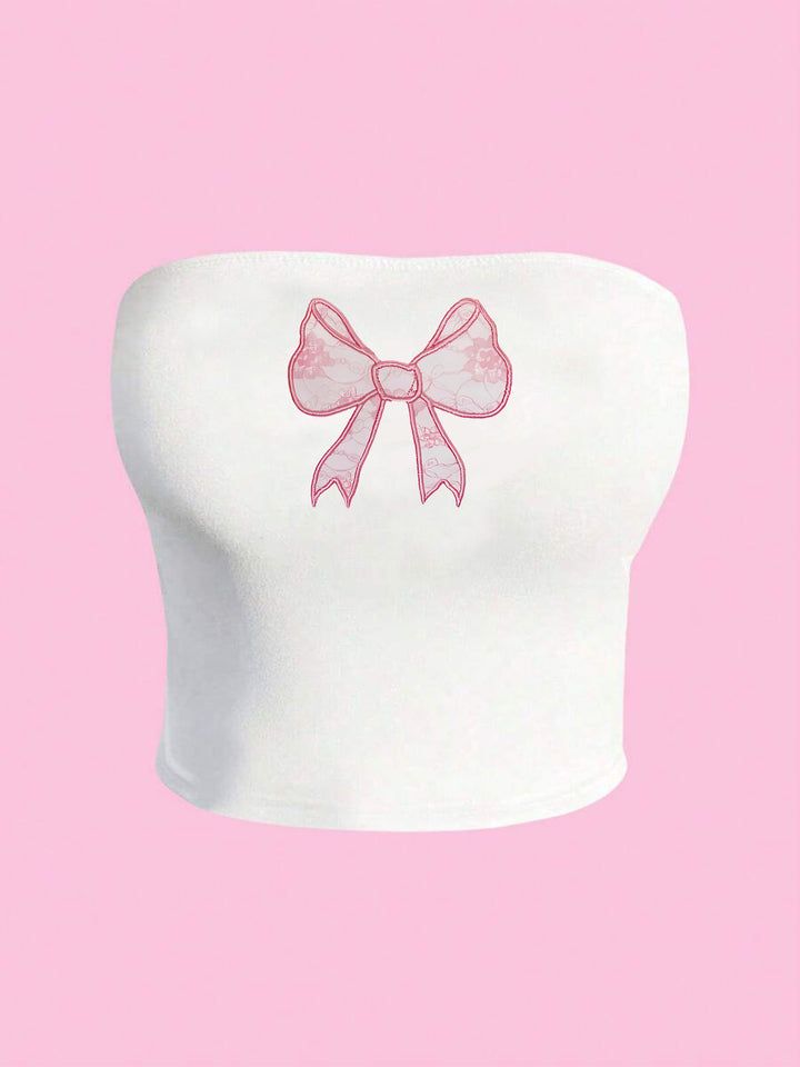 Dame Bandeau-top med elegant spissbåndmotiv Skjora