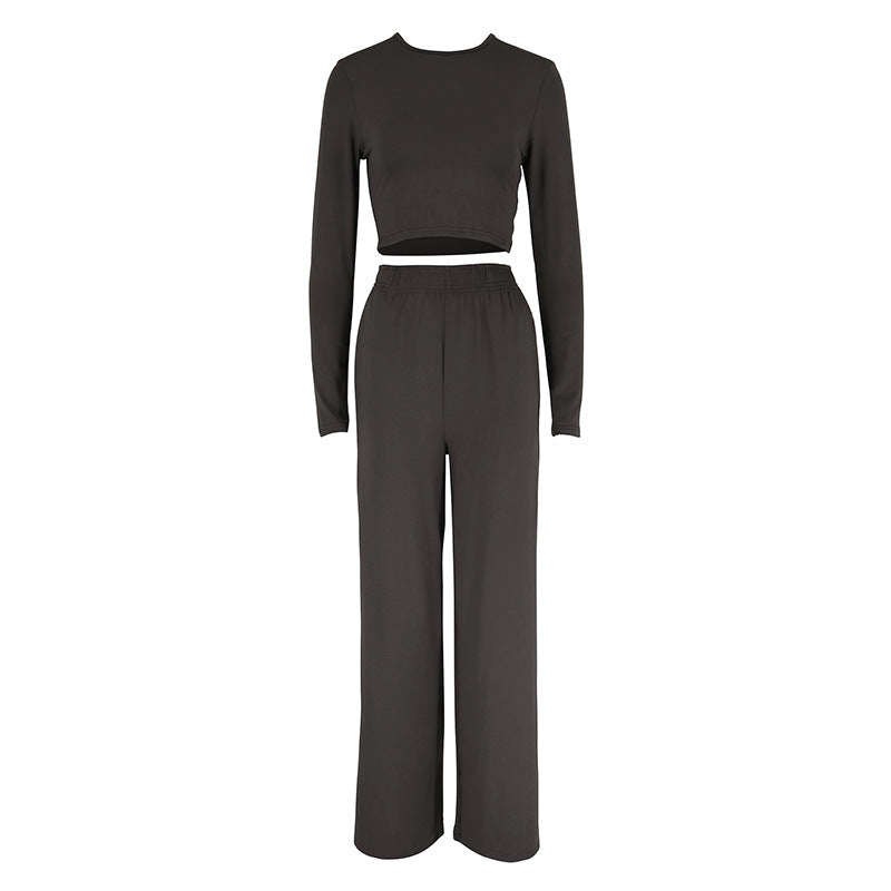 Damer Elegant To-blogs Set med cropped topp og vide bukser Skjora