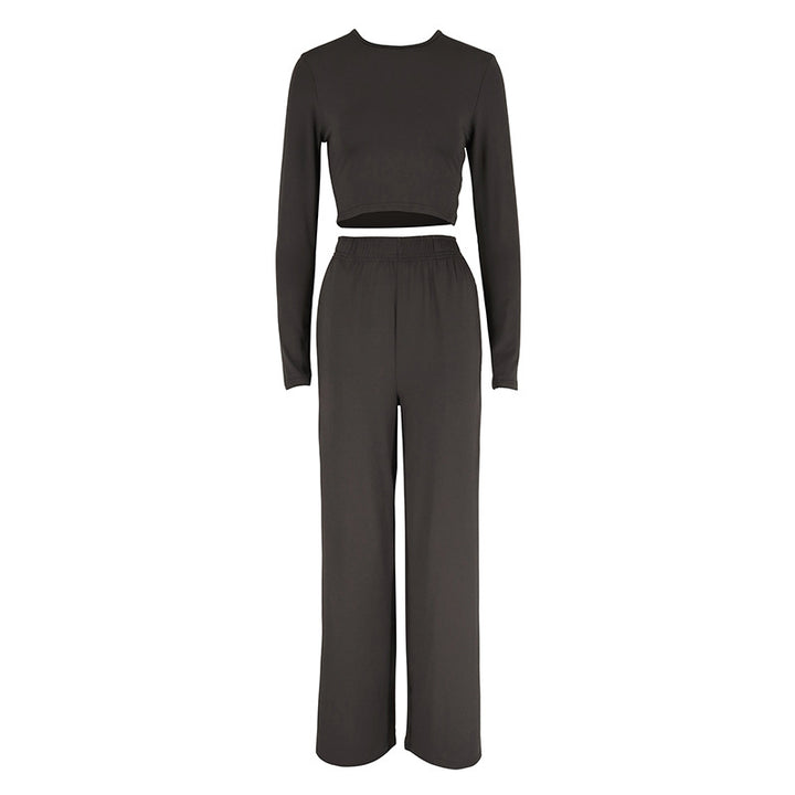 Damer Elegant To-blogs Set med cropped topp og vide bukser Skjora