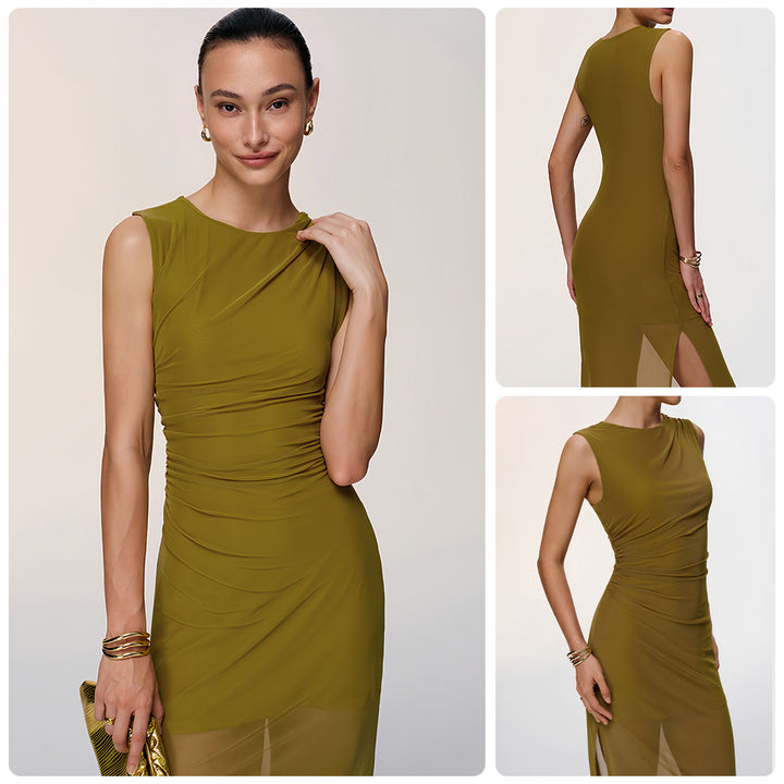 Damer Elegant Wrap Dress med Figur-omfavnende Design og Forførende Rynkede Elementer Skjora