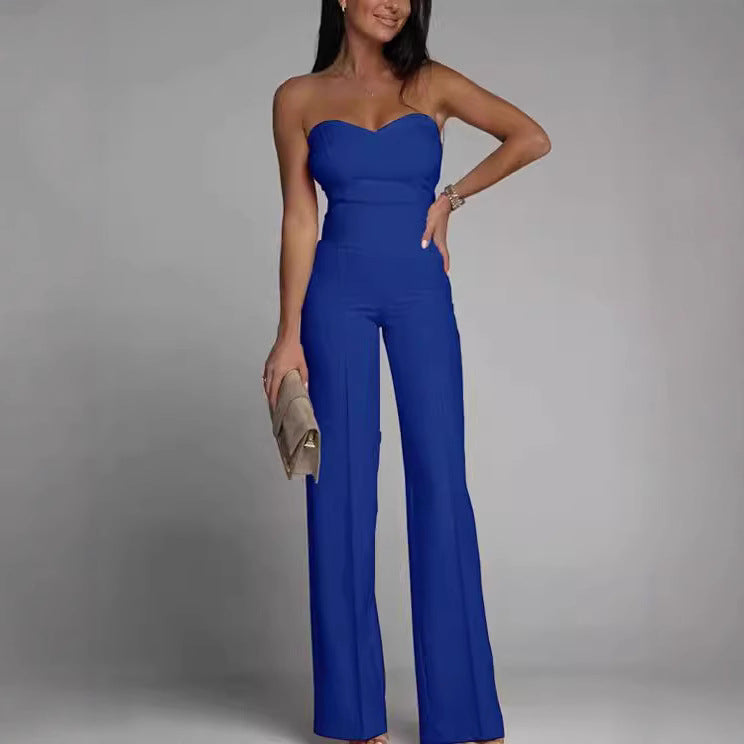 Dame elegant jumpsuit med av-skulder design og bred ben Skjora