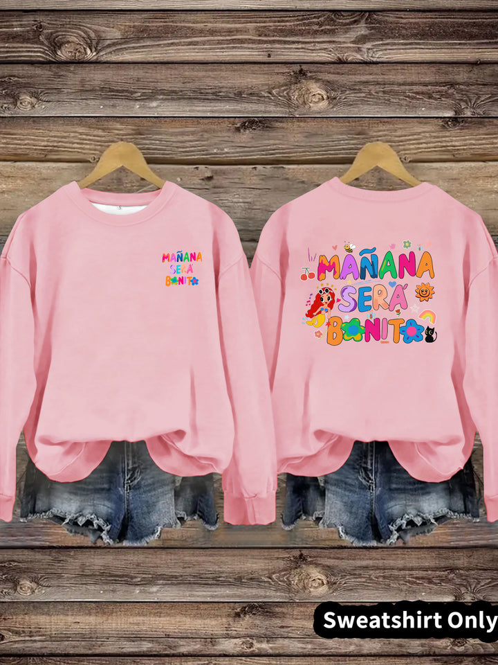 Dame sweatshirt med lekent fargerikt trykk og avslappet passform Skjora