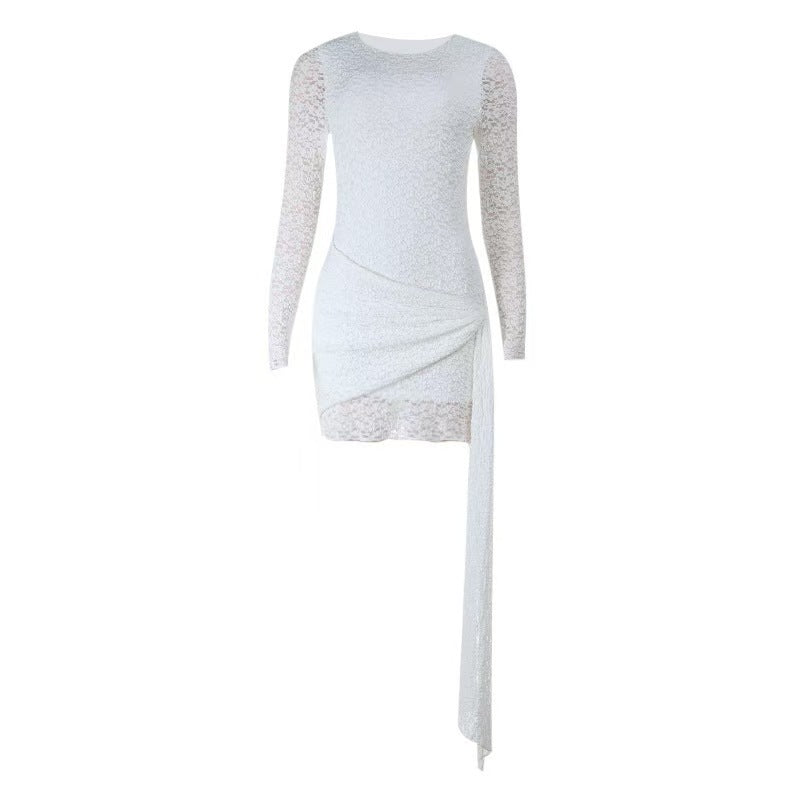 Damer Elegant Spiss Minikjole med asymmetrisk snitt og svingende skjørt Skjora