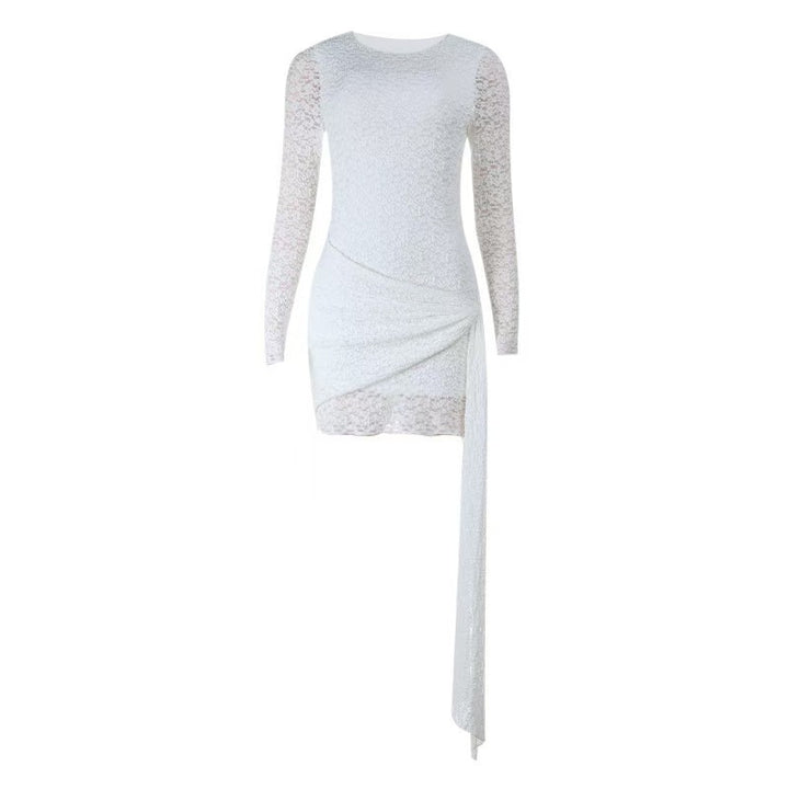 Damer Elegant Spiss Minikjole med asymmetrisk snitt og svingende skjørt Skjora