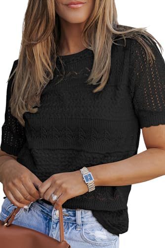 Kvinnens strikkede topp med unik teksturert design Skjora