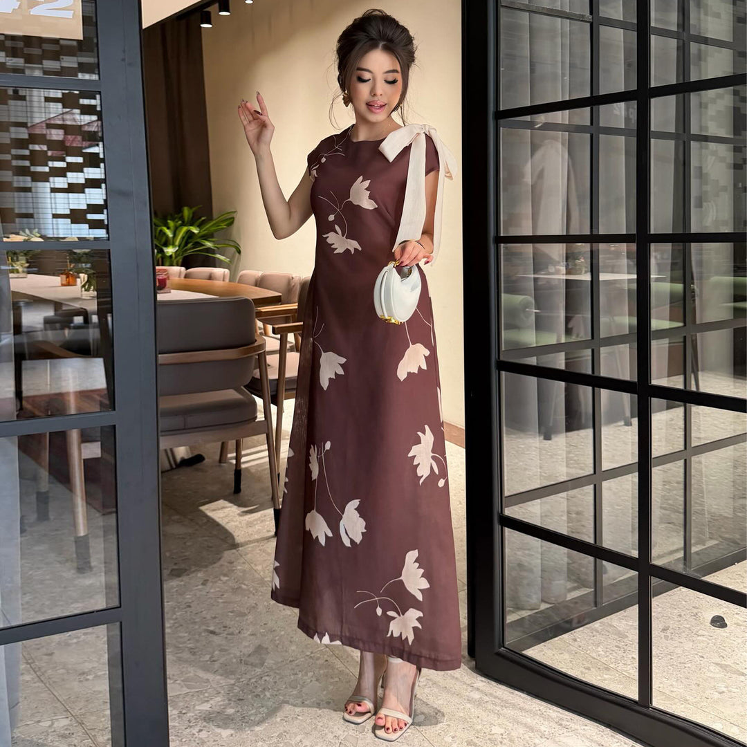 Kvinners maxi-kjole med blomsterdesign