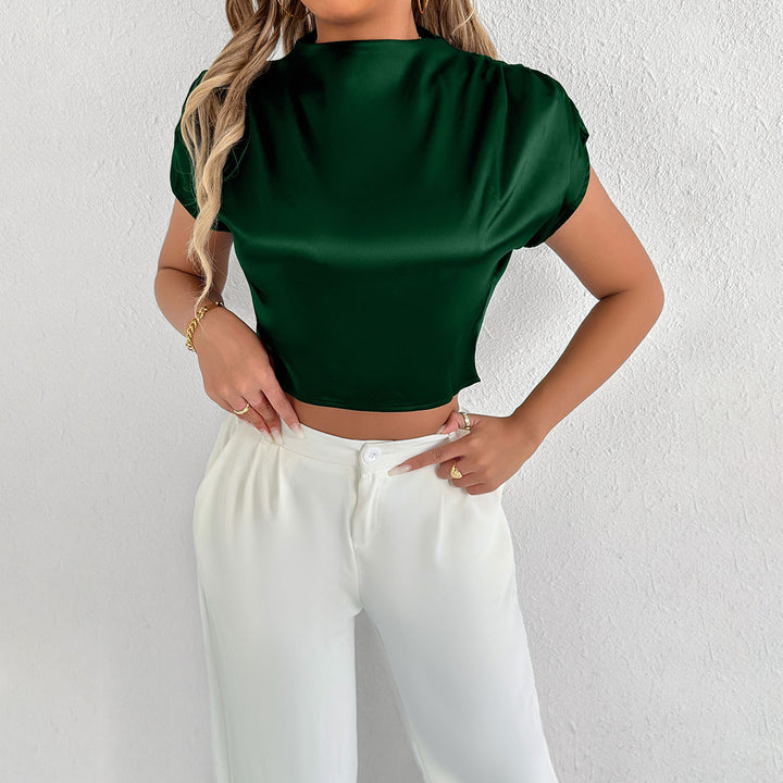 Dame Elegant Kortermet Bluse med moderne Ståkrage Skjora