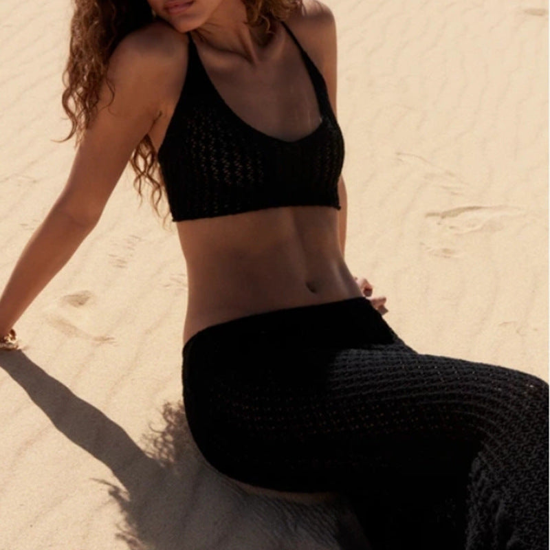 Damen Transparentes Häkel-Set mit Netzdesign Skjora