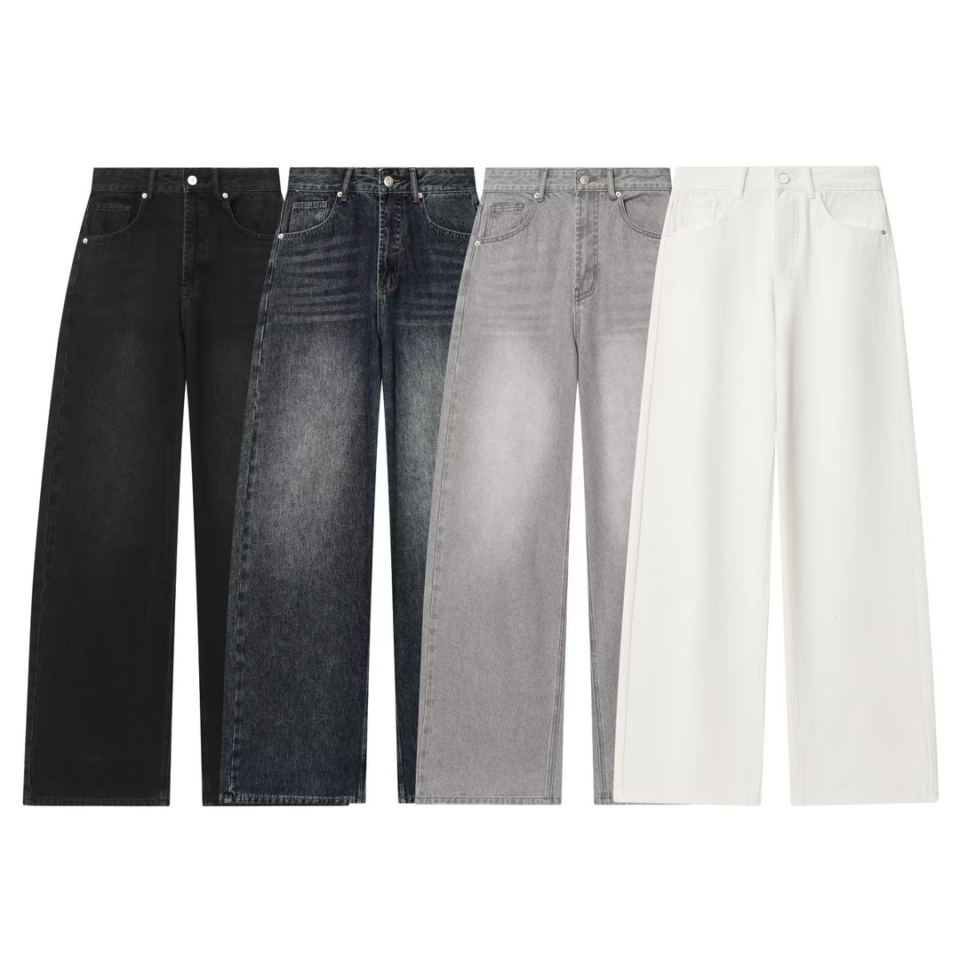 Women's Vintage High Waist Wide Leg Jeans with Authentic Denim Skirt