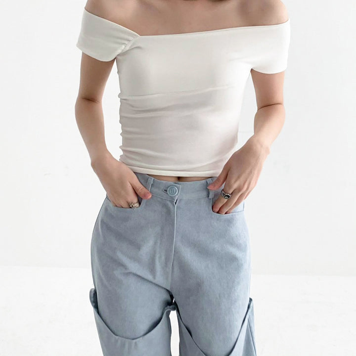 Dame moderne asymmetrisk topp med trendy en-skulder-design Skjora